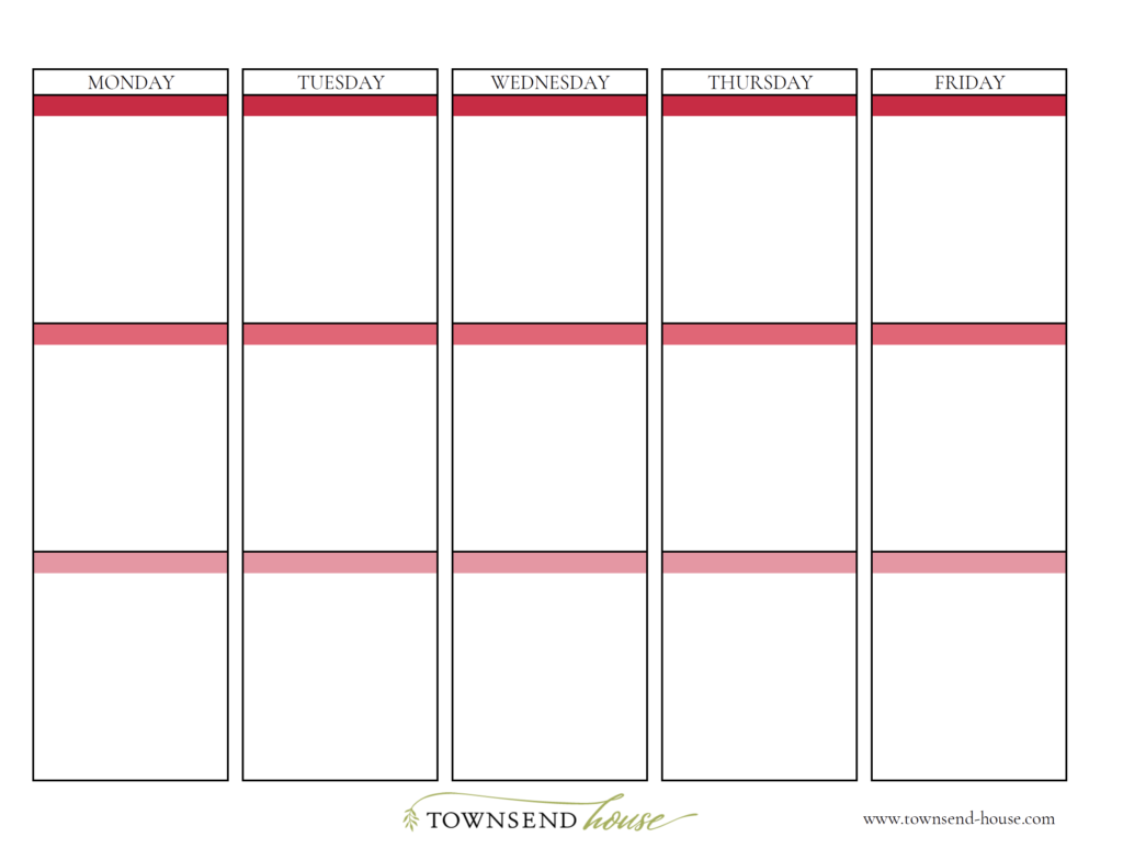 Block Schedule Printables - Townsend House